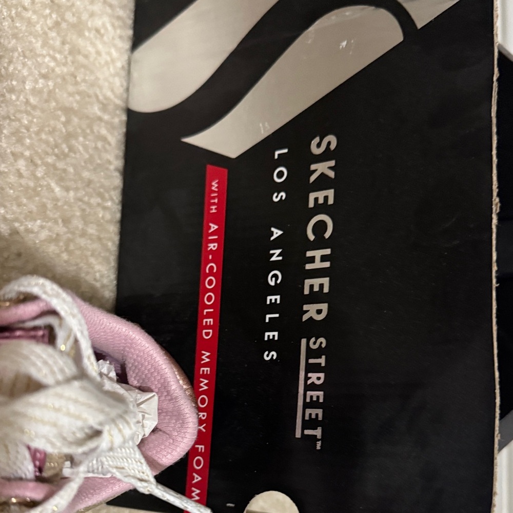 Skechers Girls' Gold Glitter Sneakers with Pink Lining - Picture 4 of 5